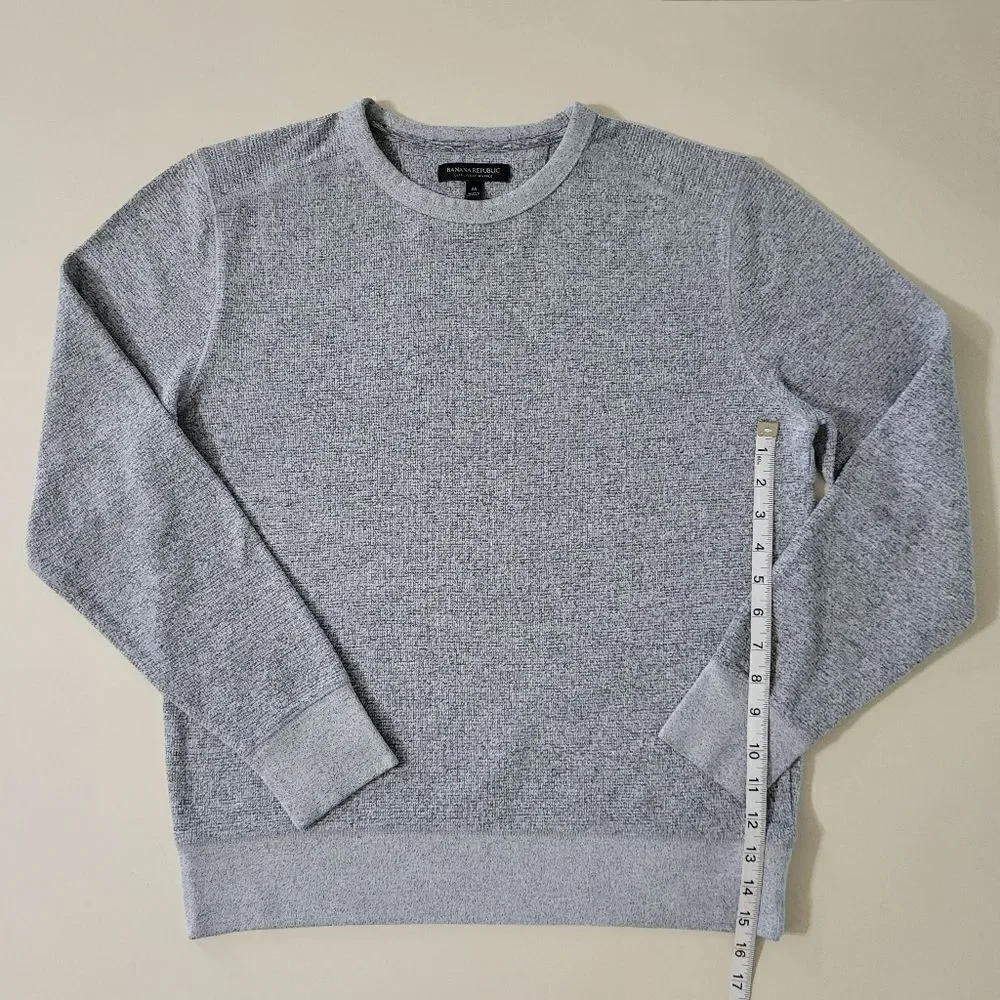 Banana Republic Men's Gray Ultra-soft Waffle-knit Pullover Crew Long Sleeve Top